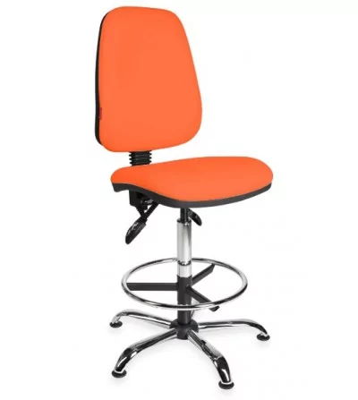 Krzesło laboratoryjne obrotowe podwyższane na stopkach KomfortMax Eco chrome asynchro H + RING