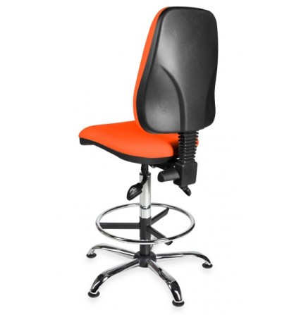 Krzesło laboratoryjne obrotowe podwyższane na stopkach KomfortMax Eco chrome asynchro H + RING