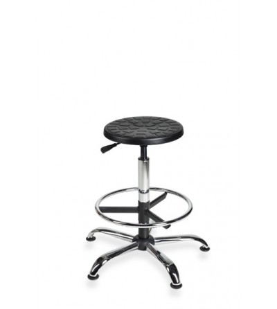 Taboret warsztatowy PurTab z pianki, chrom, stopki, podwyższany, producent