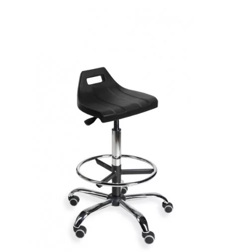 Hoker przemysłowy PurHoker - z podnóżkiem, na kółkach, podstawa chrom