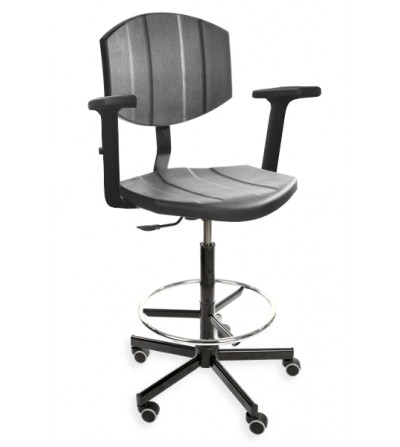 Podwyższane krzesło laboratoryjne PurActive, podłokietniki, kółka