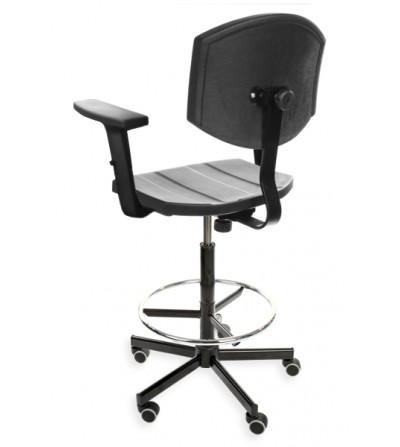 Podwyższane krzesło laboratoryjne PurActive, podłokietniki, kółka