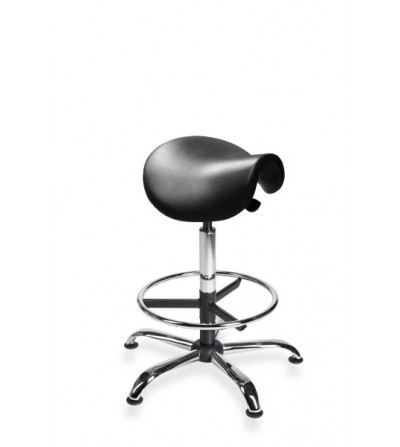 Taboret - siodło PurDżokej z pianki - na stopkach, podwyższany, chrom