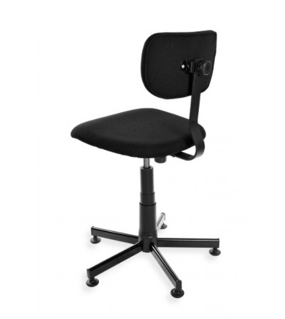 Tapicerowane krzesło szwalnicze Black z płaską podstawą, na stopkach