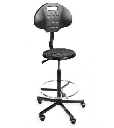 PurTab back H+RING WH - taboret laboratoryjny z oparciem i podnóżkiem