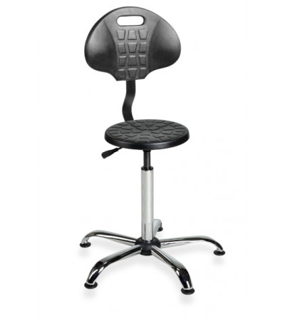 PurTab back chrome - taboret laboratoryjny z oparciem