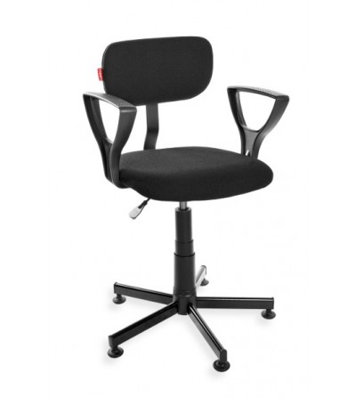 Obrotowe krzesło przemysłowe Black 01 na stopkach, tapicerowane (PD)