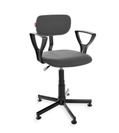 Krzesło przemysłowe z podłokietnikami Black 01, obrotowe, na stopkach