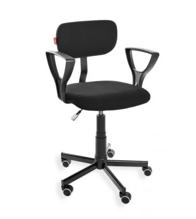 Black 01 PD WH - obrotowe krzesło przemysłowe z podłokietnikami, na kółkach