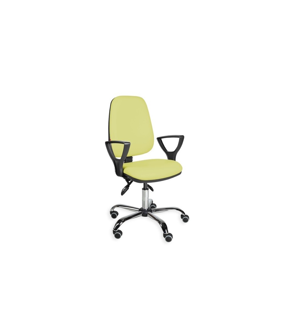 Krzesło przemysłowe z podłokietnikami na kółkach KomfortMax Eco chrome asynchro PD WH