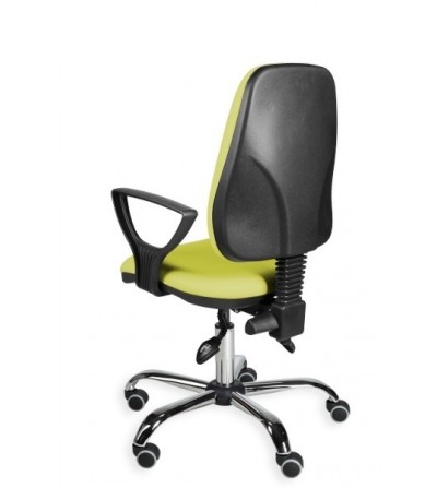 Krzesło przemysłowe z podłokietnikami na kółkach KomfortMax Eco chrome asynchro PD WH