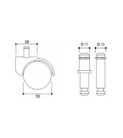 Kółko do powierzchni twardych (ogumowane), przemysłowe, warsztatowe