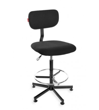 Podwyższane krzesło szwalnicze Black 01 z podnóżkiem, na stopkach (H + RING)