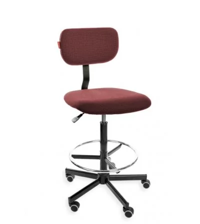 Black 01 H + RING WH - obrotowe krzesło przemysłowe z podnóżkiem, na kółkach