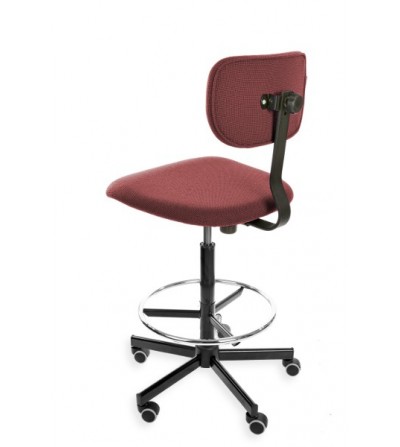 Podwyższane krzesło warsztatowe obrotowe Black 01, podnóżek, kółka