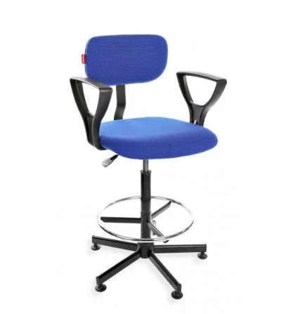 Black 01 H + RING PD - podwyższane krzesło przemysłowe, obrotowe, z podnóżkiem, na stopkach