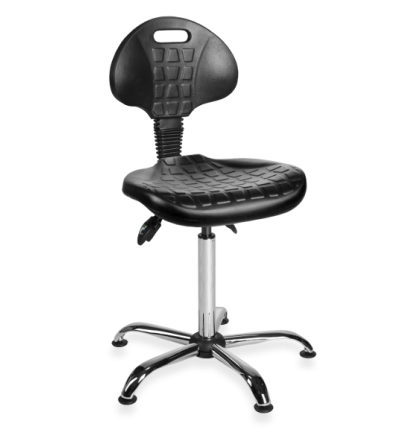 Krzesło specjalistyczne PurMax ESD antystatyczne, na stopkach, obrotowe, podstawa chromowana