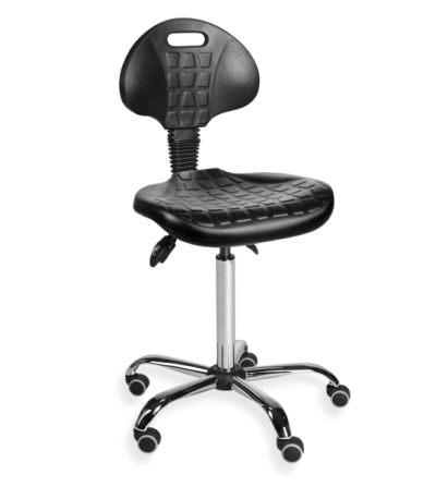 Krzesło antystatyczne PurMax WH ESD, na kółkach, chromowana podstawa