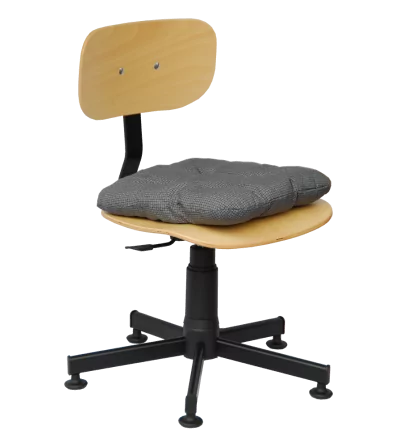 Black 02 - krzesło warsztatowe ze sklejki na stopkach + poduszka