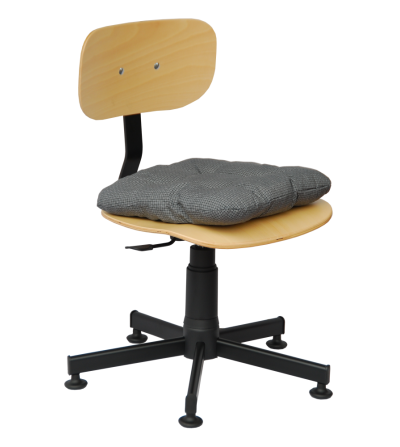 Krzesło warsztatowe ze sklejki Black 02, na stopkach + poduszka