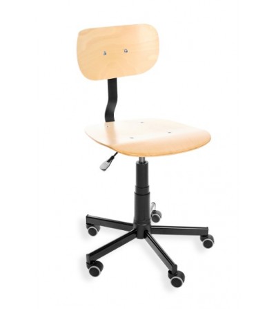 Krzesło przemysłowe BLACK 02 ze sklejki lakierowanej, na kółkach