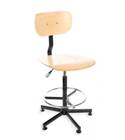 Black 02 H + RING - krzesło przemysłowe ze sklejki, podwyższane, z podnóżkiem, na stopkach