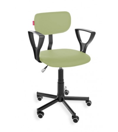 Krzesło przemysłowe Black Eco, na kółkach, z podłokietnikami, ekoskóra