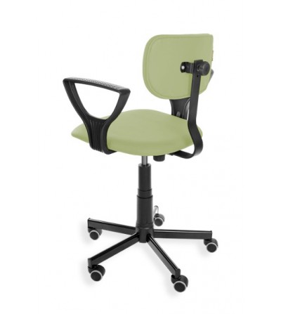 Krzesło przemysłowe Black Eco, na kółkach, z podłokietnikami, ekoskóra