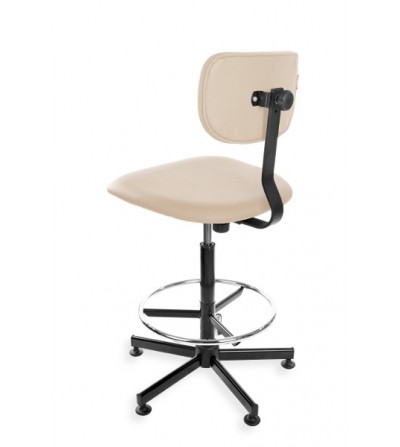 Ergonomiczne krzesło laboratoryjne Black Eco, podnóżek, stopki, ekoskóra