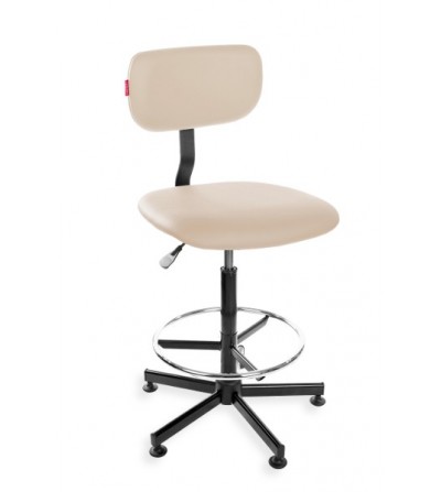 Podwyższane krzesło laboratoryjne Black Eco z podnóżkiem, na stopkach (H + RING)