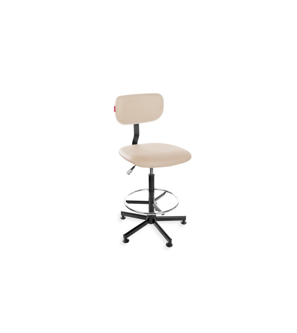 Ergonomiczne krzesło laboratoryjne Black Eco, podnóżek, stopki, ekoskóra