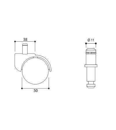 Kółko do powierzchni miękkich do krzesła warsztatowego,przemysłowego, biurowego,