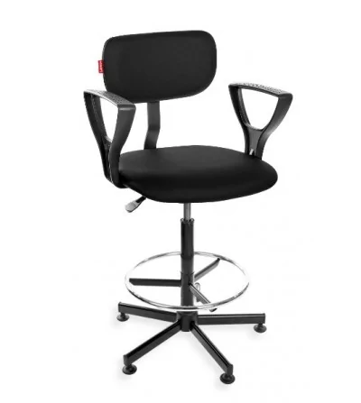 Black Eco H + RING PD - podwyższane krzesło laboratoryjne z podnóżkiem, na stopkach