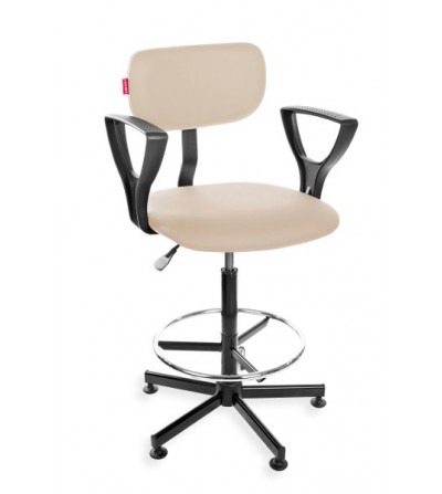 Podwyższane krzesło laboratoryjne Black Eco z podnóżkiem, na stopkach (H + RING PD)