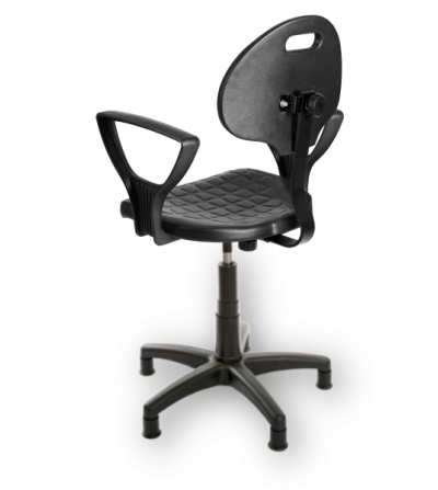 ErgoPur - obrotowe krzesło laboratoryjne z podłokietnikami, na kółkach