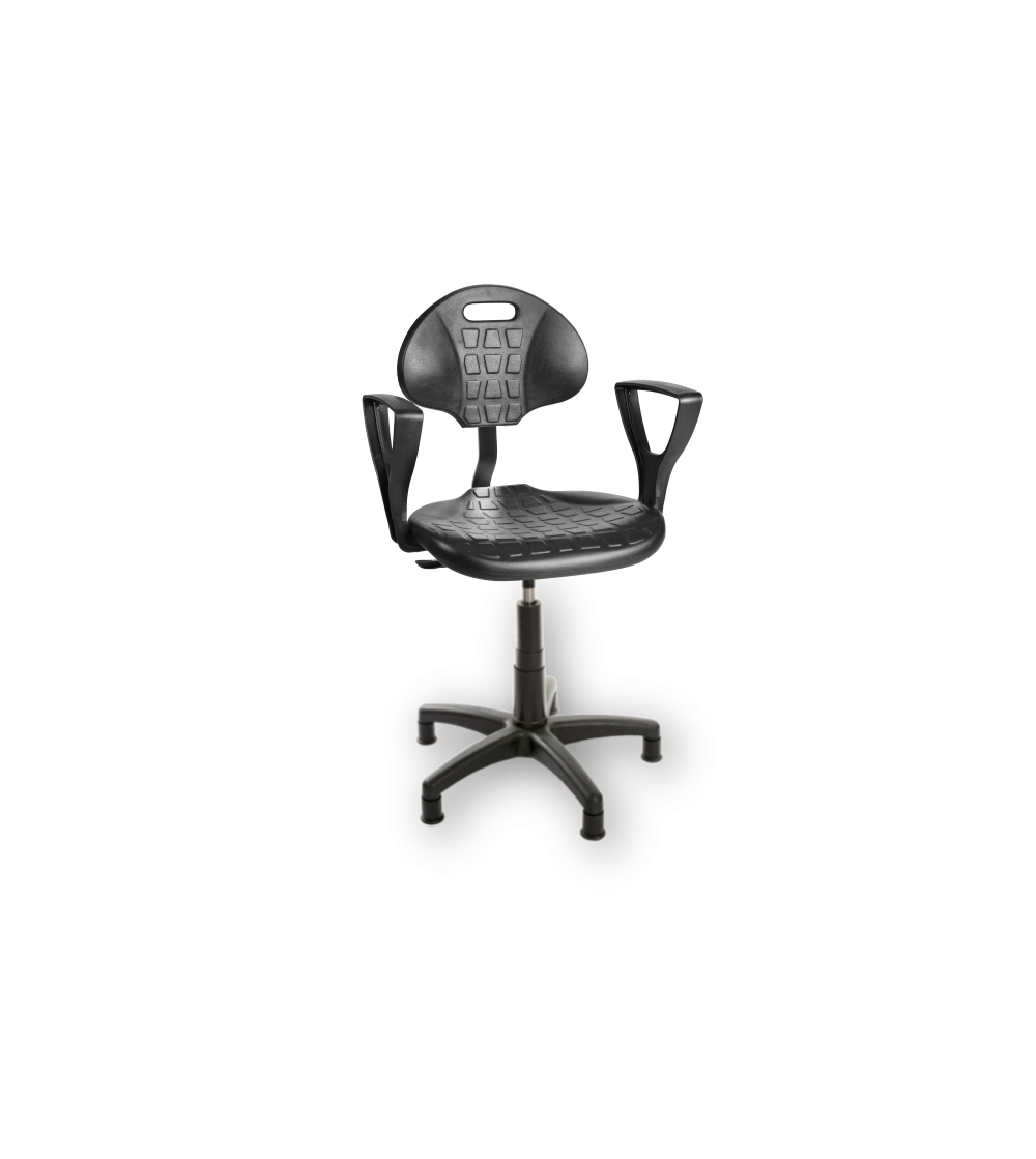 ErgoPur - obrotowe krzesło laboratoryjne z podłokietnikami, na kółkach