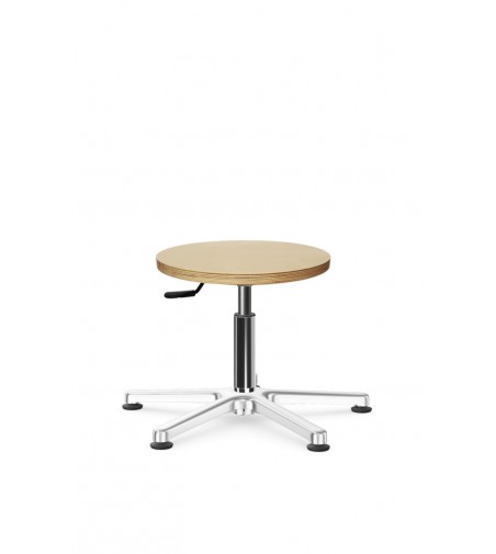 Taboret pracowniczy ze sklejki BlackTab 02 podstawa chromowana, stopki