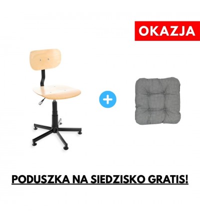 Krzesło przemysłowe obrotowe Black 02 ze sklejki lakierowanej, stopki