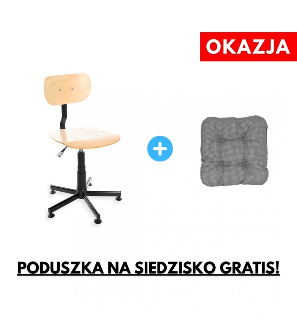 Krzesło przemysłowe obrotowe Black 02 ze sklejki lakierowanej, stopki