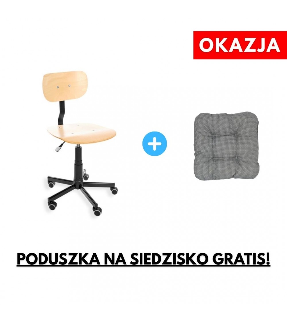 Krzesło przemysłowe BLACK 02 ze sklejki lakierowanej, na kółkach