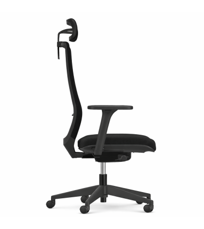 Krzesło biurowe Symetry z oparciem z siatki, zagłówkiem, podłokietnikami