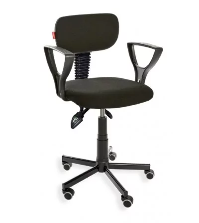Black 01 asynchro PD WH - obrotowe krzesło przemysłowe z podłokietnikami, na kółkach, z mechanizmem asynchronicznym