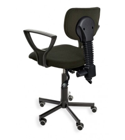 Obrotowe krzesło warsztatowe Black 01 z podłokietnikami, na kółkach