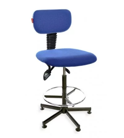 Black 01 asynchro H + RING - podwyższane, obrotowe krzesło przemysłowe z podnóżkiem, na stopkach, mechanizm asynchroniczny