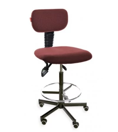Black 01 asynchro H + RING WH - ergonomiczne, podwyższane krzesło przemysłowe z podnóżkiem, na kółkach, mechanizm asynchroniczny