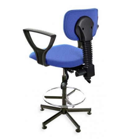 Podwyższane krzesło przemysłowe Black 01, podnóżek, podłokietnik, stopki