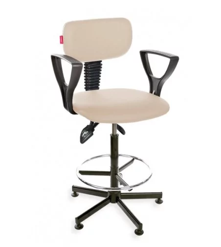 krzesło laboratoryjne Black Eco asynchro H + RING PD z podłokietnikiem