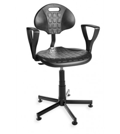 Obrotowe krzesło przemysłowe PurMax z podłokietnikami, na stopkach (PD)