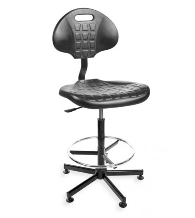 Obrotowe krzesło przemysłowe z pianki PUR PurMax z podnóżkiem, na stopkach (H+RING)