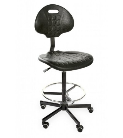 Obrotowe krzesło przemysłowe PurMax z podnóżkiem, na kółkach (H+RING WH)
